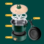 (Dark Green)500W 1.6L Portable Electric Cooker With Foldable Handle Hot Pot