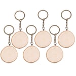 Artibetter 6pcs Blank Wooden Key Chain Rustic Unfinished Pieces Key Ring Tags Hanging Decor for Painting Staining Craft Projects 3-5cm Bronze