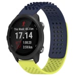 For Garmin Forerunner 245 Music 20mm Holes Breathable 3D Dots Silicone Watch Band(Midnight Blue+Lime Green)