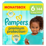 Pampers Premium Protection , storlek 6 Extra Large , 13kg+, månadsbox (1x 144 blöjor)
