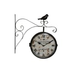 Decoration D ’ Autrefois - Horloge De Gare Ancienne Double Face L'Ecole de Cuisine Le St Hubert Fer Forge Blanc 24cm - Fer Forgé - Blanc