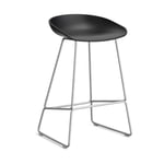 HAY About a Stool 38 Low barstol 2.0 Svart-rostfritt stålstativ