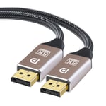Port d'affichage 4/8K vers adaptateur HDMI câble vidéo et audio DP vers écran HDMI pour moniteur de projecteur de télévision pour ordinateur portable, Champagne Gold- 2M 8K