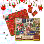 Pussel Adventskalender 2023, 1008 bitar Pussel 24 dagar Julnedräkning Adventskalendrar, Julgåva Idé för Barn Vuxna