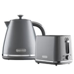 Stirling Pyramid Kettle and 2 Slice Toaster Set 3KW Fast Boil 1.7L Grey