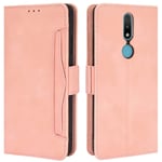 HualuBro Nokia 2.4 Case, Magnetic Full Body Protection Shockproof Flip Leather Wallet Case Cover with Card Slot Holder for Nokia 2.4 Phone Case (Pink)