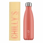 3 x Chillys Reusable Water Bottle BPA Free Vacuum Insulated | 500ml PASTEL PINK