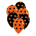 Ballonger Svart/Oransje Prikkete - 6-pakning