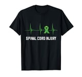 Heartbeat EKG Pulse Lime Green Ribbon Spinal Cord Injury T-Shirt