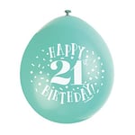 Unique Party 56048 - Ballons de Baudruche - 23 cm - Happy 21st Birthday - Assortiment de 10