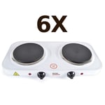 6X KitchenPerfect Twin Tabletop Hob White Cast Iron Hotplate Cooker Stove 2000W