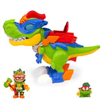 SUPERTHINGS RIVALS OF KABOOM, H-Rex Superdino - Articulated Hero Dinosaur with Lights and Sound Effects, 1 Exclusive Kazoom Kid and 1 Exclusive SuperThing