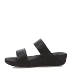 Fitflop Women's Lulu Adjustable Leather Slides Sandal, All Black, 7 UK