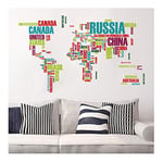 Ambiance Sticker Carte du Monde réalisée avec Les Noms de Pays