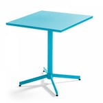 Oviala - Table de jardin carrée bistro inclinable en acier bleu - Palavas - Bleu