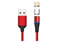 PREMIUMCORD Magnetisk laddnings- och datakabel för micro USB och USB-C 1m, röd