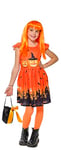 RUBIES - Déguisement Enfant HALLOWEEN Officiel - Robe Citrouille Orange Imprimée avec Petit Sac - Taille Enfant 8/10 ans- Costume Halloween, Carnaval, Filles