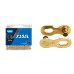 KMC Unisex's X10el Chain, Ti-N Gold, 114 Link & 10 Speed Missinglink Joining Link, Ti-N Gold, 2 Pairs