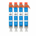 4 Cyan Ink Cartridges C-581 for Canon PIXMA TR7550, TS6251, TS8152, TS8351