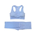 Set Gym Kläder Träningsoveraller Toppar Och Leggings för Fitness Sport För Kvinnor Sky blue L