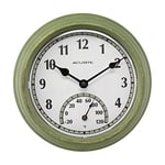 ACU-RITE AcuRite 02470 Rustique Vert Extérieur Horloge avec thermomètre, 21,6 cm