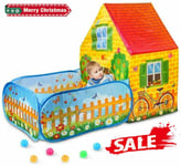 UK Kids Pop Up Play Tent With Ball Pit Baby Tunnel Playhouse For Indoor Outdoor