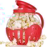 Mikrovågsugn glas popcorn popper med silikon lock mikrovågsugn popcorn popper med temperatur safe glas
