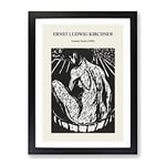 Female Nude By Ernst Ludwig Kirchner Exhibition Museum Painting Framed Wall Art Print, Ready to Hang Picture for Living Room Bedroom Home Office Décor, Black A2 (64 x 46 cm)