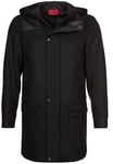 New Hugo BOSS black hooded wool suit overcoat jacket duffle coat 44R XXL £399
