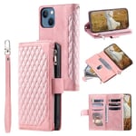 Plånboksväska iPhone 15 Quilted Rosa