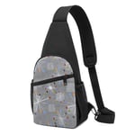 PGTry Mid Century Modern Stars Clocks Gray Sling bag, Lightweight shoulder Backpack chest pack crossbody Bags Travel Hiking Daypacks for Men Women