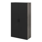 Armoire penderie 2 portes battantes noir et effet chêne grisé GoodHome Atomia H. 187 x L. 100 x P. 58 cm