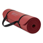 Gaiam Essentials Thick Yoga Mat Fitness & Exercise Mat with Easy-Cinch Carrier Strap, Red, 72"L X 24"W X 2/5 Inch Thick