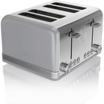 Swan Retro 4 Slice Toaster Defrost Reheat and Cancel Functions 1600W - Grey