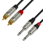 Adam Hall Cables 4 STAR TPC 0150 - Câble Audio REAN 2 x RCA mâle vers 2 x Jack 6,35 mm mono 1,5 m