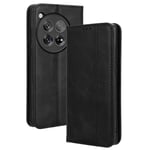 SKALO OnePlus 12R 5G Embossed Premium Plånboksfodral - Svart Svart