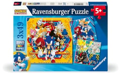 Ravensburger - Puzzle pour enfants - 3x49 pièces - Les aventures de Sonic - Dès 5 ans - Puzzle de qualité supérieure - 3 posters inclus - Aventure - 12001133