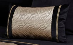 Rapport Capri Filled Boudoir Cushion Bed/Sofa Accessory 30x50cm Black Gold Velvet