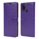 NWNK13 For Samsung A21S Phone Case Premium Leather Flip Case Book Wallet Case Card Holder Media Stand Shock Proof Protective Phone Cover Compatible for Samsung Galaxy A21s (Purple)