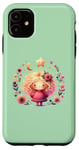 Coque pour iPhone 11 Vert, mignon personnage de dessin animé fille blonde avec étoiles