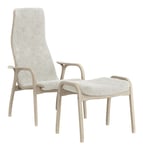 Lamino Fåtölj + Pall Ek Vitpigmenterad - Off-White Fårskinn