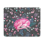 Watercolor Sleep Pink Fawn with Wild Flowers Herbs and Butterflies Rectangle Non Slip Rubber Mouse Pad Gaming Mousepad Mat for Office Home Woman Man Employee Boss Work with Designs