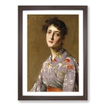 Big Box Art William Merritt Chase Lady in a Japanese Costume Framed Wall Art Picture Print Ready to Hang, Walnut A2 (62 x 45 cm)