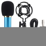 awstroe BM800 Handheld Karaoke Mic Wired Capacitance Microphone Portable Handheld Mic Speaker Machine Singing Machine with Stand & Windproof Shield for Online Karaoke/Live Recording(Blue)