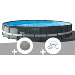 Kit piscine tubulaire Intex Ultra xtr Frame ronde 6,10 x 1,22 m + 20 kg de zéolite + Kit d'entretien
