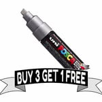 Uni Posca Marker Pen Pc-8k Silver Broad Chisel Tip 8mm Line - Buy 4 Pay For 3