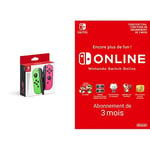 Nintendo Switch Paire de manettes Joy-Con gauche vert néon & droite rose néon + Switch Online 3 Mois [Download Code]