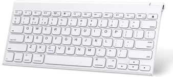 OMOTON Ultra-Slim Bluetooth Keyboard for iPad 9th generation/iPad Pro 12.9/iPad Air 4/iPad Mini 6/Mac Book/iPhone etc. Aluminum Alloy +ABS Material with Charging Cable, Easy to Carry, White