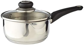 Morphy Richards 970112 Equip Pouring Saucepan with Glass Lid, Stay Cool Handles, Stainless Steel, 16 cm, Silver