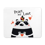 Peace and Love Cartoon Panda Valentines Day Quotes Rectangle Non-Slip Rubber Mousepad Mouse Pads/Mouse Mats Case Cover for Office Home Woman Man Employee Boss Work